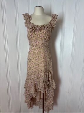ASTR The Label Romantic Floral Chiffon High-Low Dress | Size M